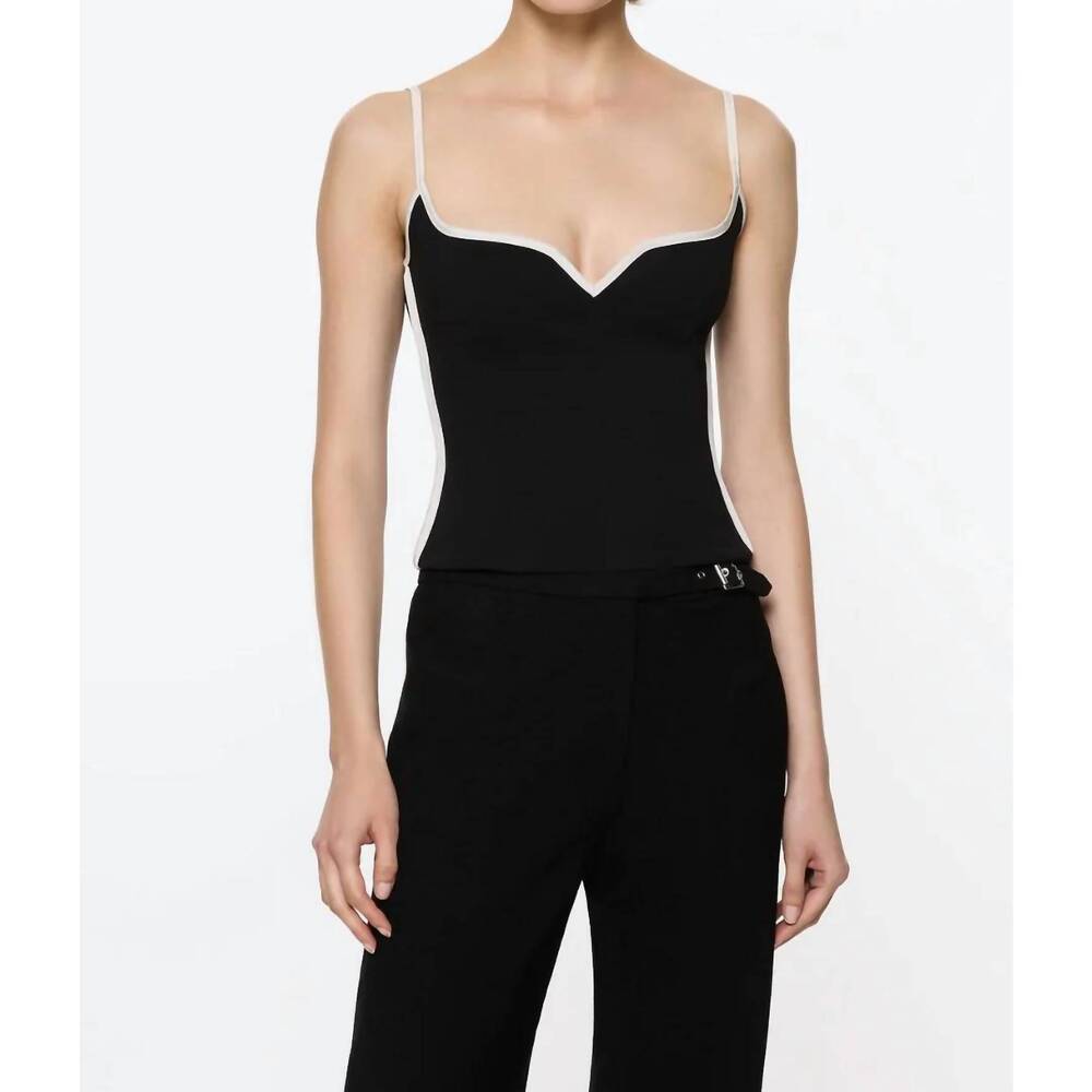 NEW PARIS GEORGIA heart singlet top in black